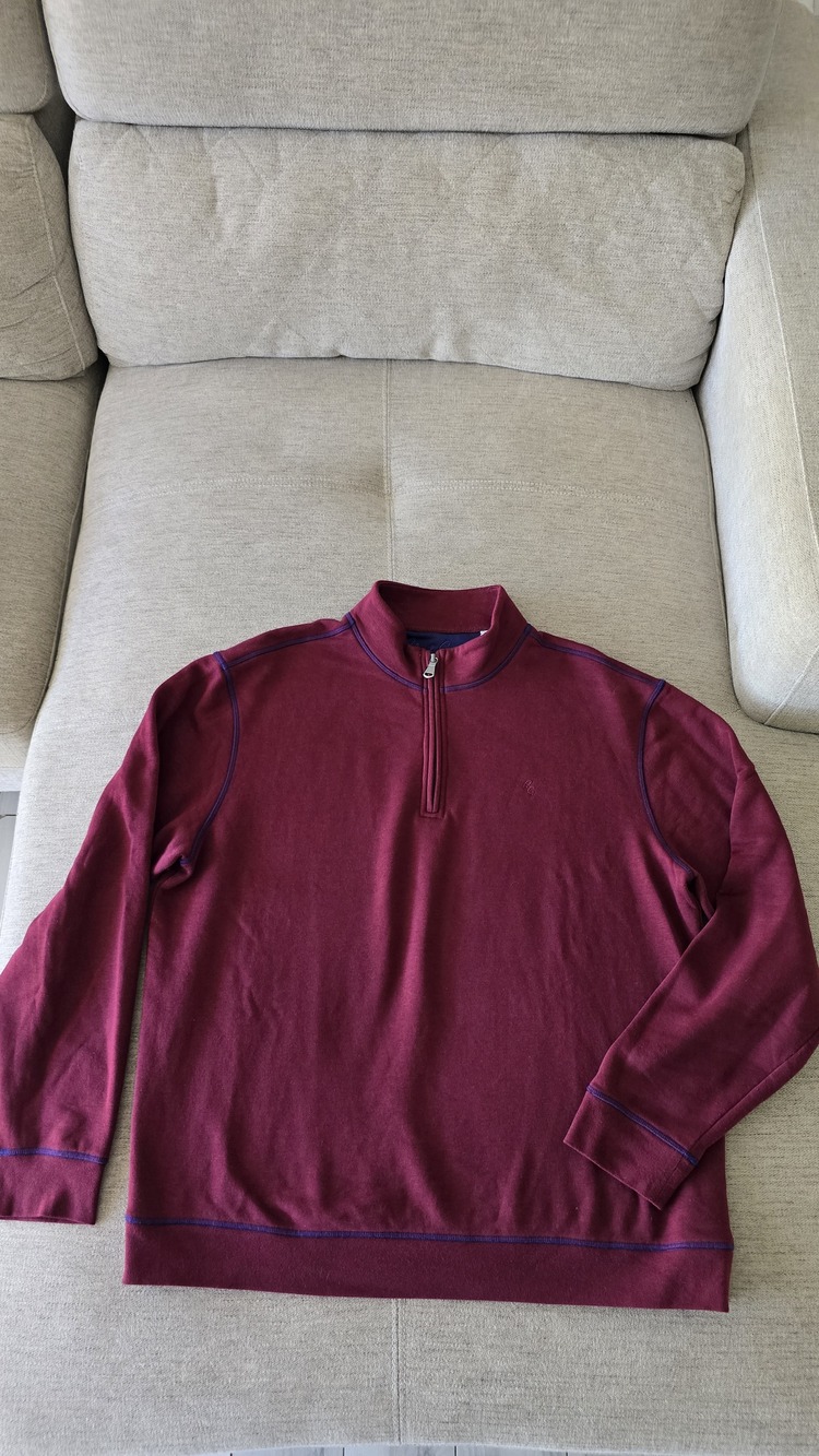 Robert Graham Quarter Zip Pullover Burgundy Mens Size L